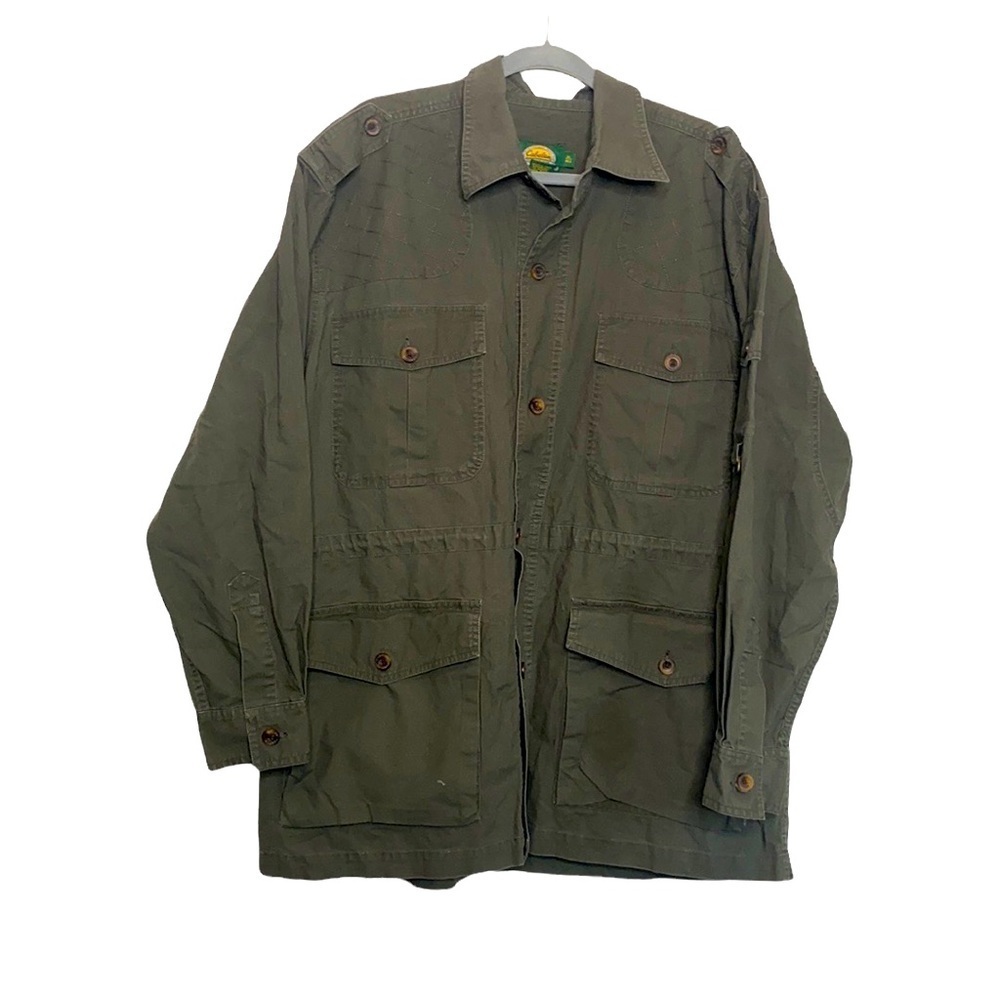 Cabela's Women's Olive Green Button Down Utility Jacket Drawstring Waist size XL